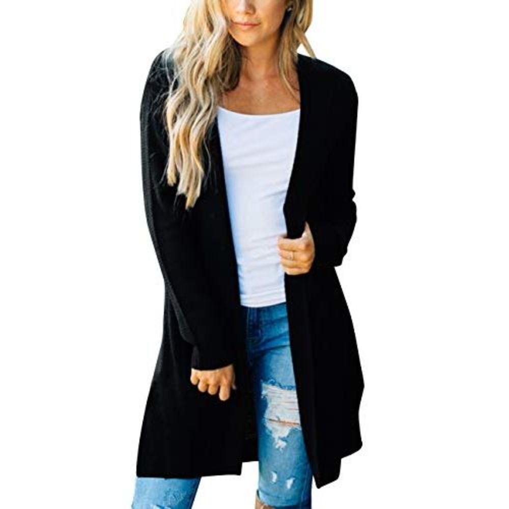 MEROKEETY Womens Long Sleeve Open Front Hoodie Knit Sweater Cardigan Outwear